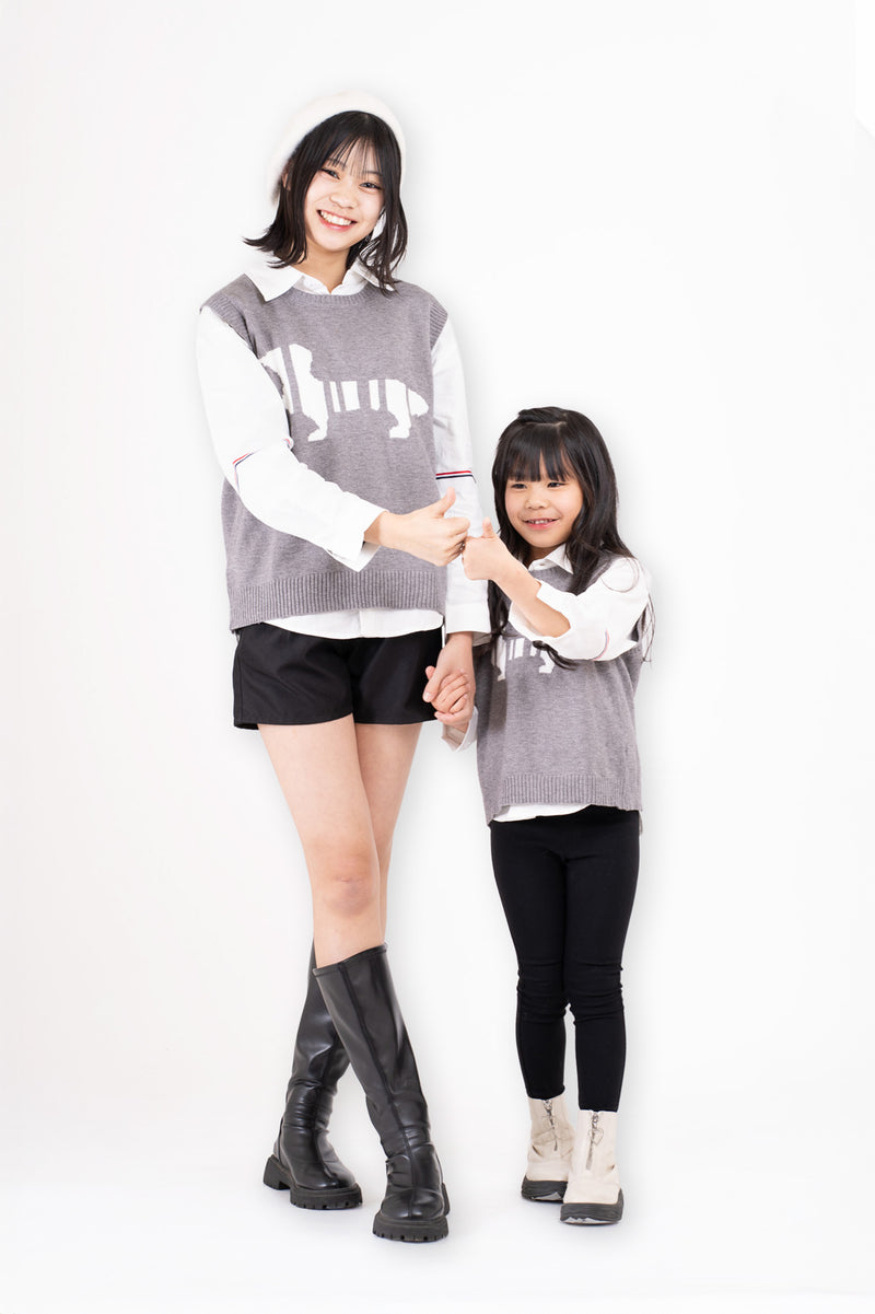 ストライプダックスフンドのニットベスト 【モデル着用商品】@aina_0024