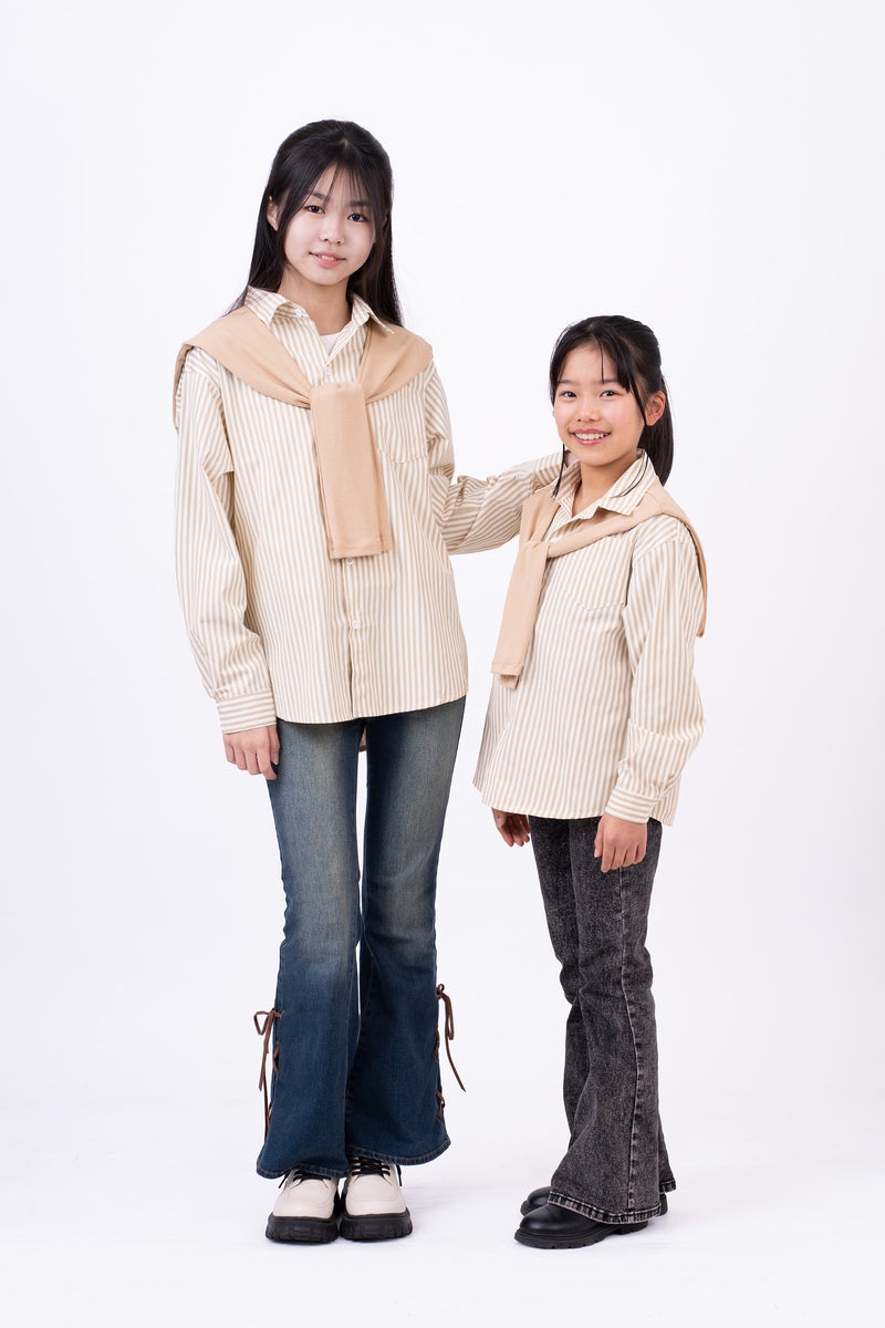 肩かけニット風がアクセントのリンクシャツ 【モデル着用商品】@irohas310 @momonmon0928