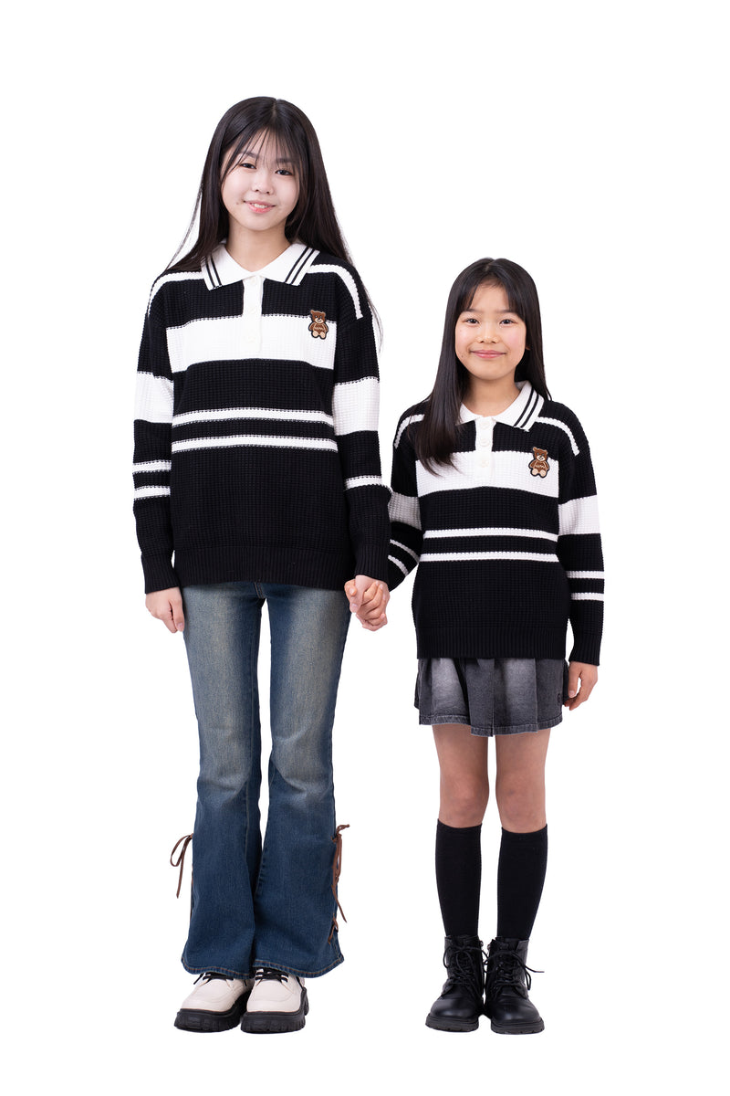 モノトーンボーダーのニットポロ 【モデル着用商品】@irohas310 @momonmon0928