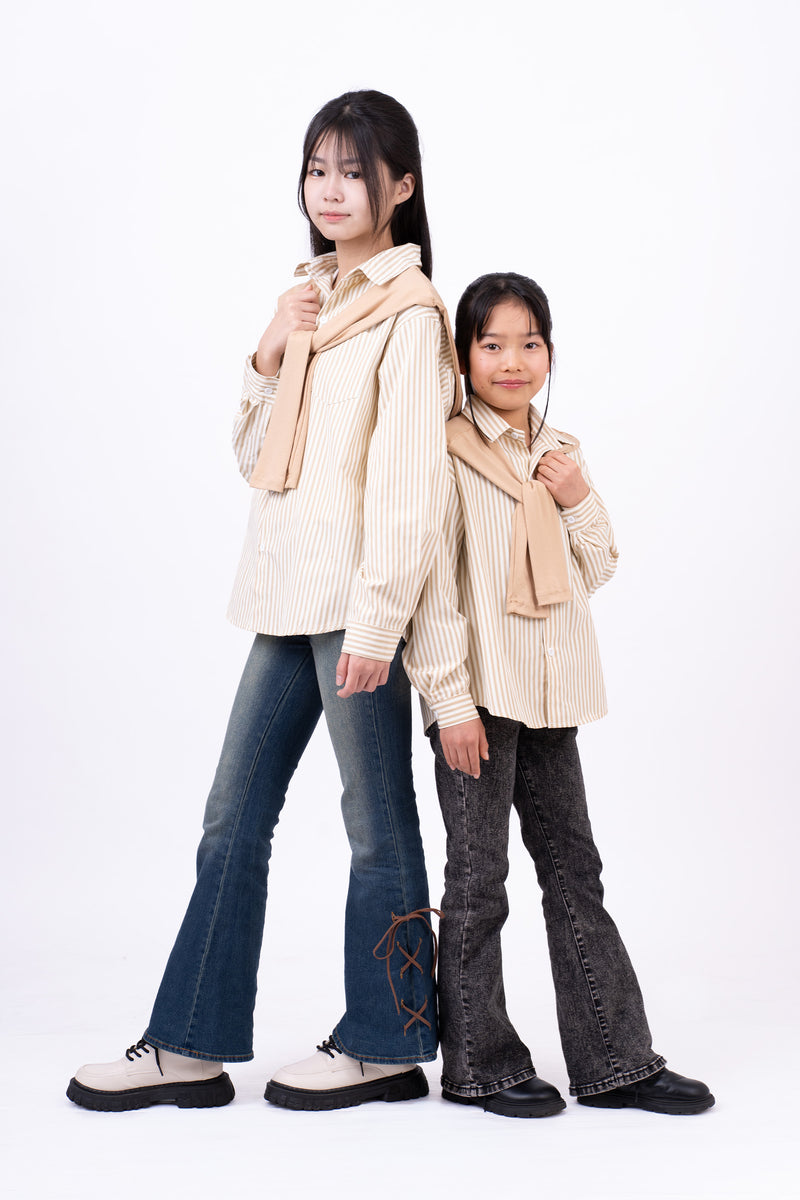 肩かけニット風がアクセントのリンクシャツ 【モデル着用商品】@irohas310 @momonmon0928