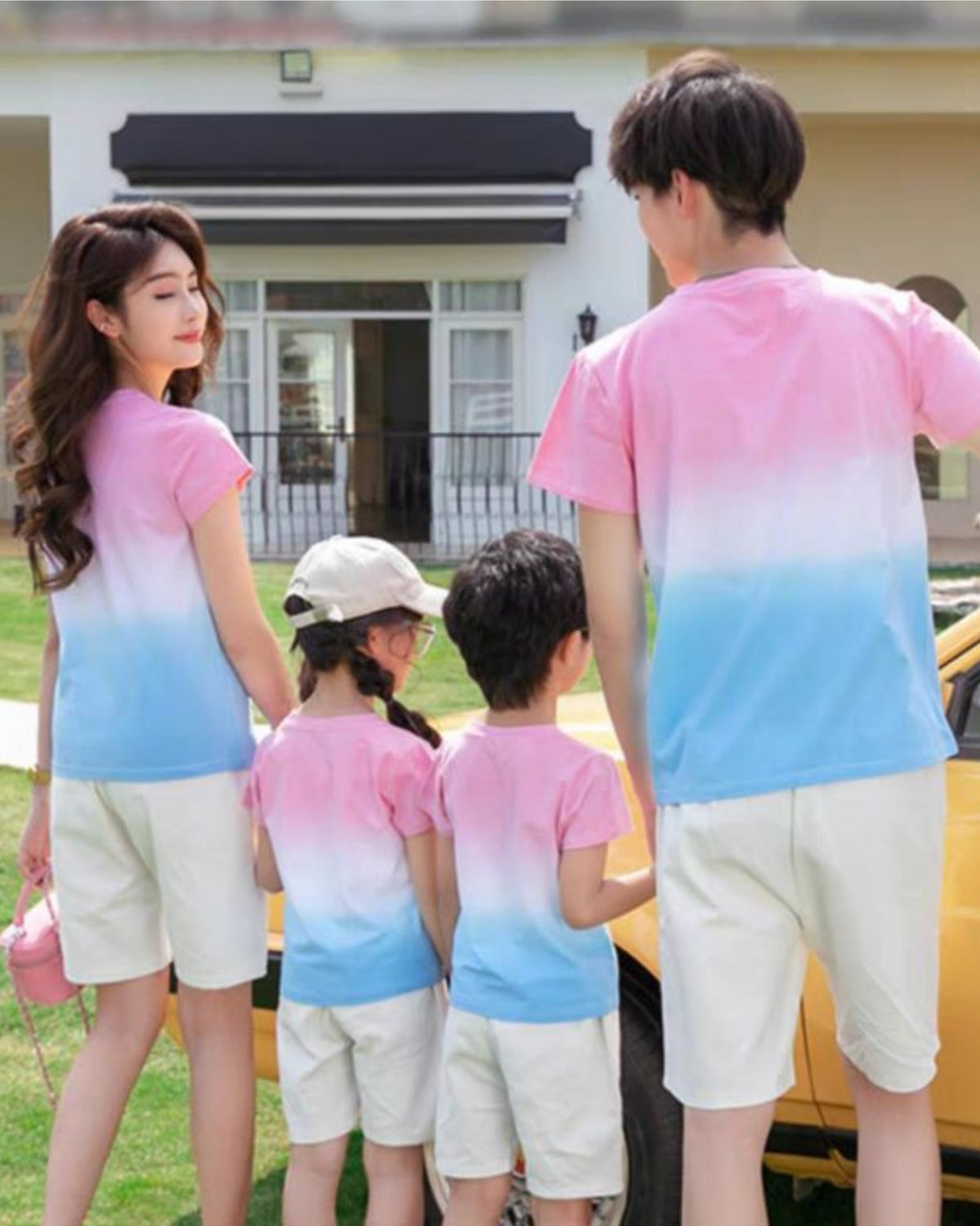 ピンクとブルーのグラデーションTシャツ
