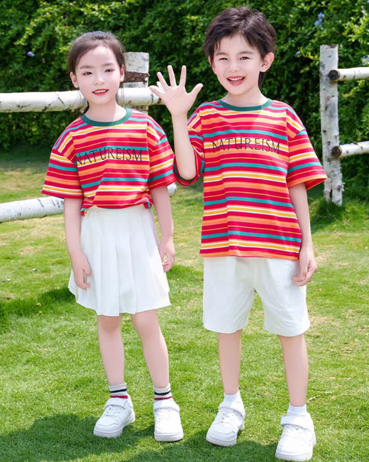 ビタミンカラーのマルチボーダーTシャツ/KIDS