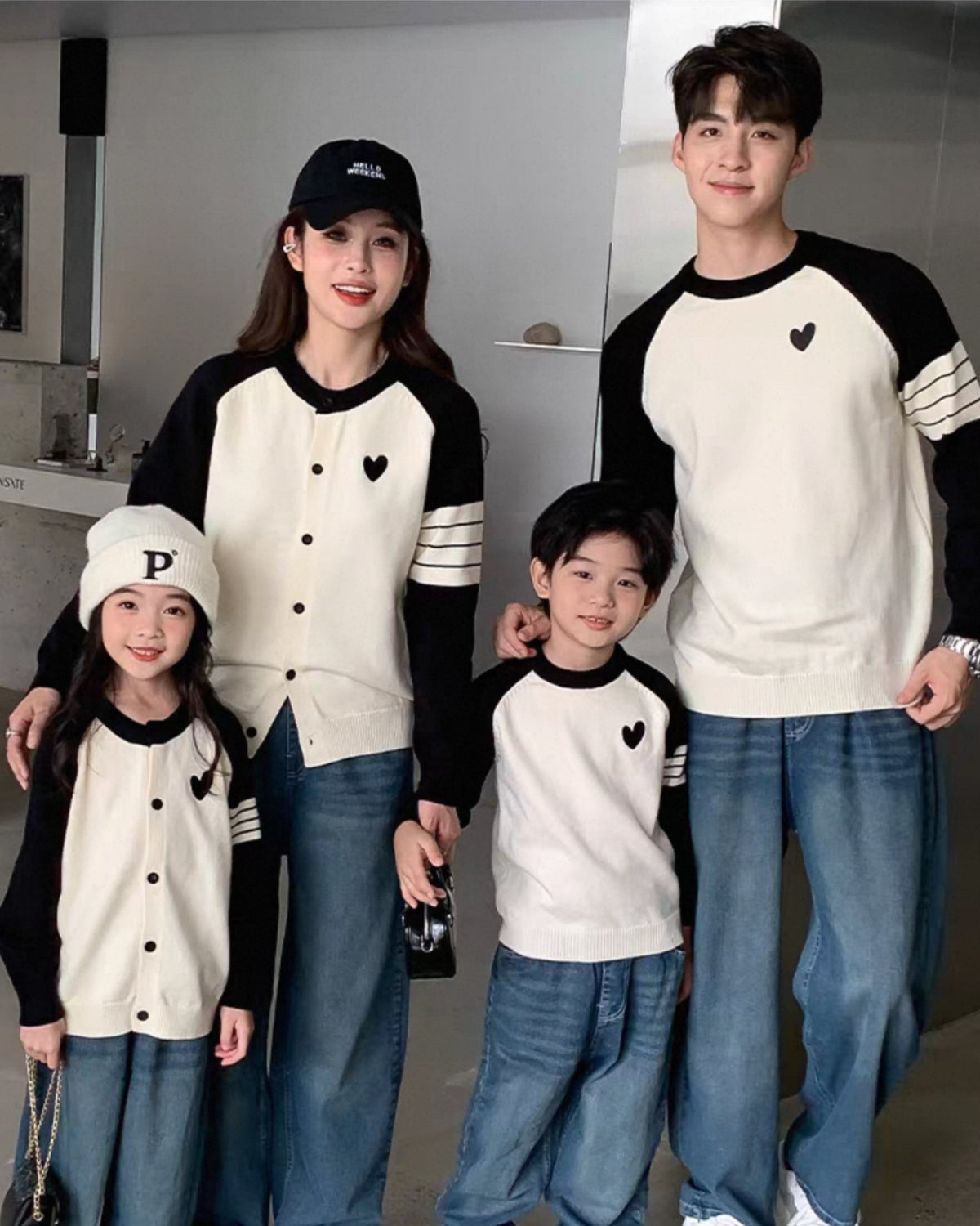 ハートのラグランリンクニット(BLACK)