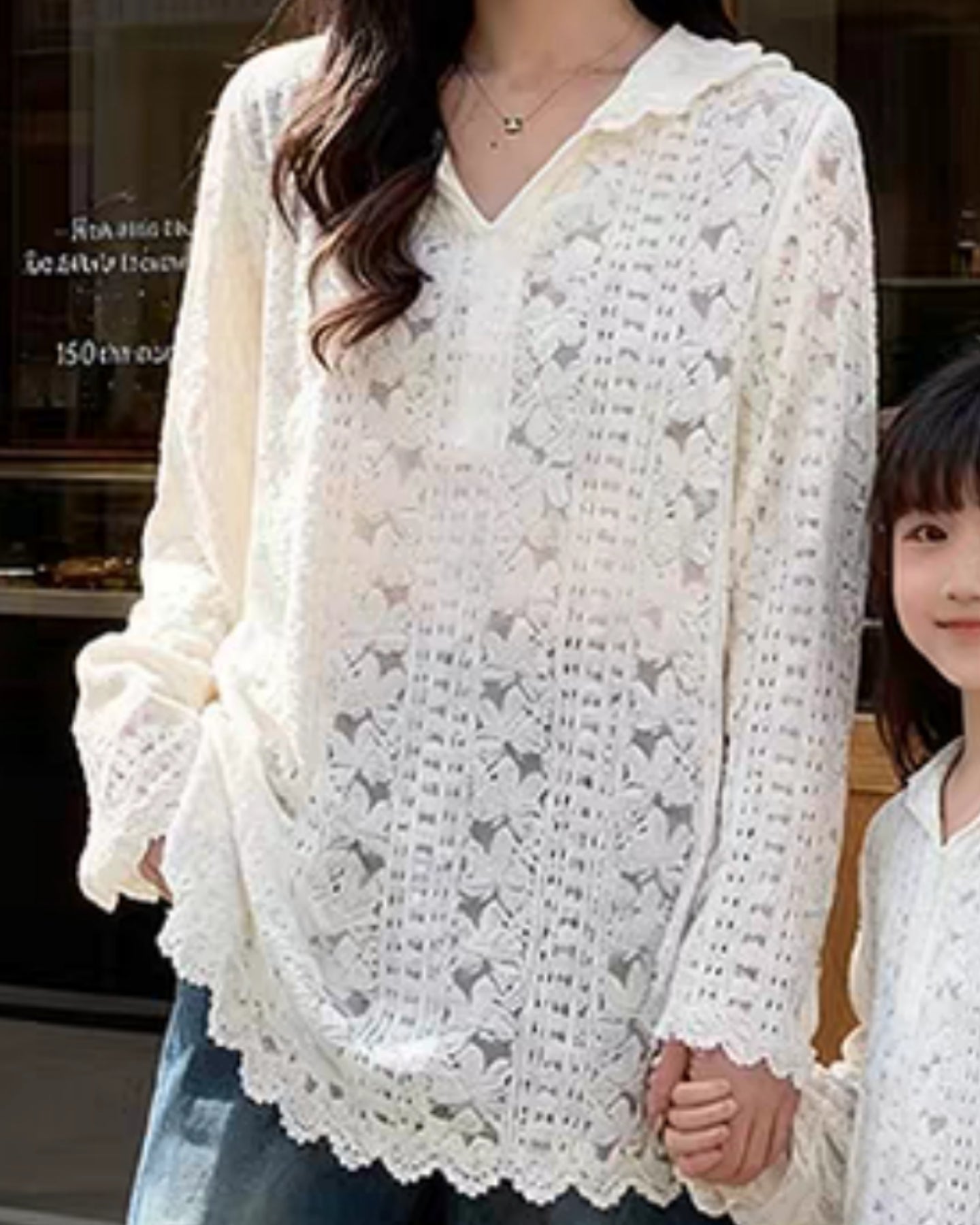 透かし編みフーディートップス – Lanaferie