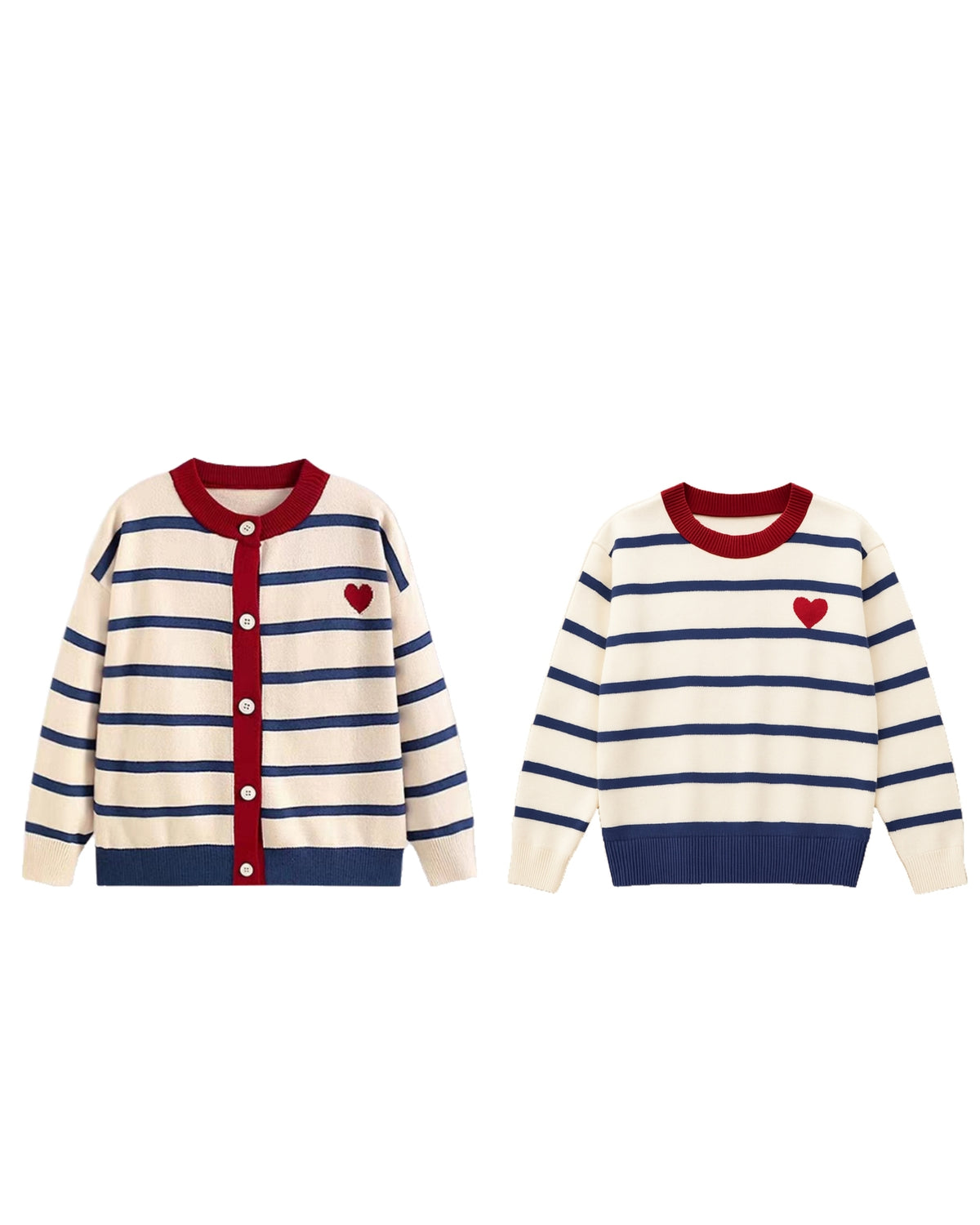 ニュアンスボーダーとハートのリンクニット/KIDS