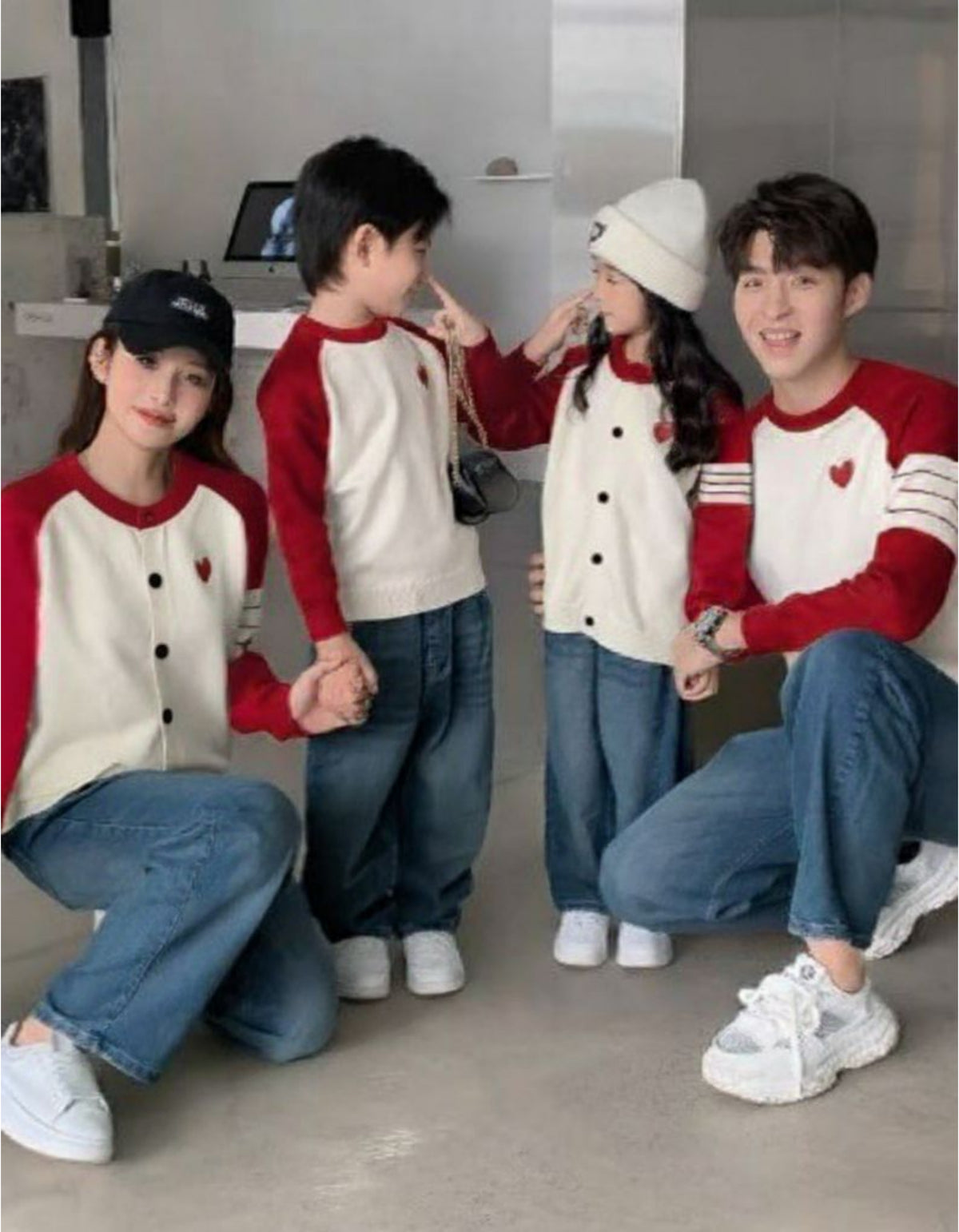 ハートのラグランリンクニット(RED)