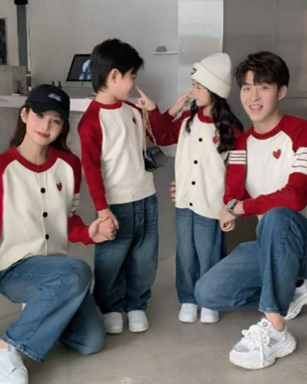 ハートのラグランリンクニット(RED)