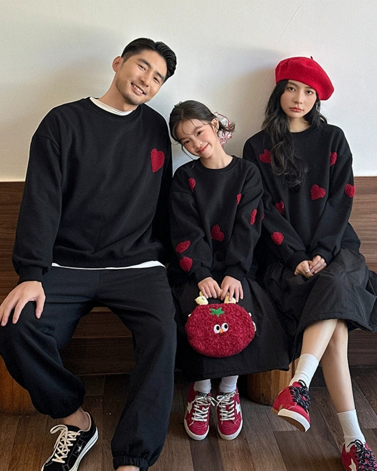 ふわふわハートのリンクスウェット(セットアップ)