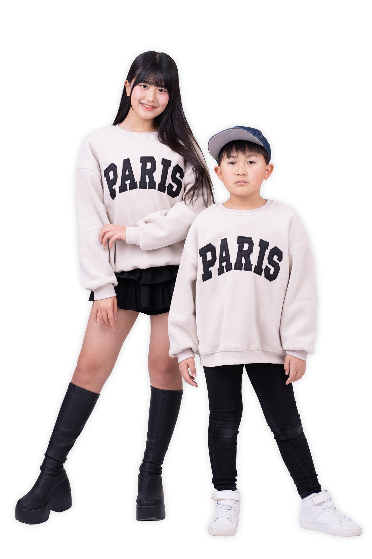 パリシック刺繍ロゴフリーススウェット(WHITE)【モデル着用商品】@cocone0523